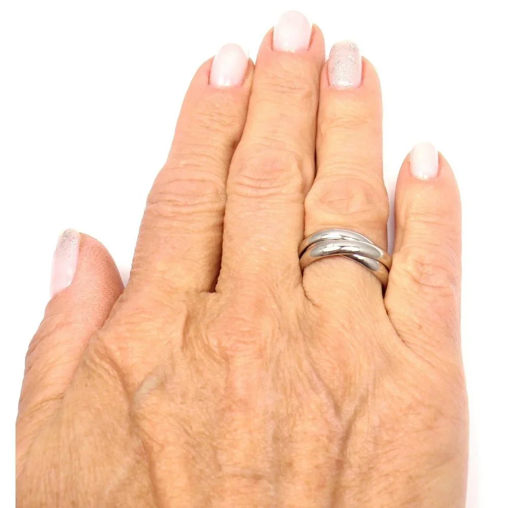 Authentic! Cartier 18k White Gold Trinity Band Ring Size 53 Us 6 1/4​ - Picture 8 of 9